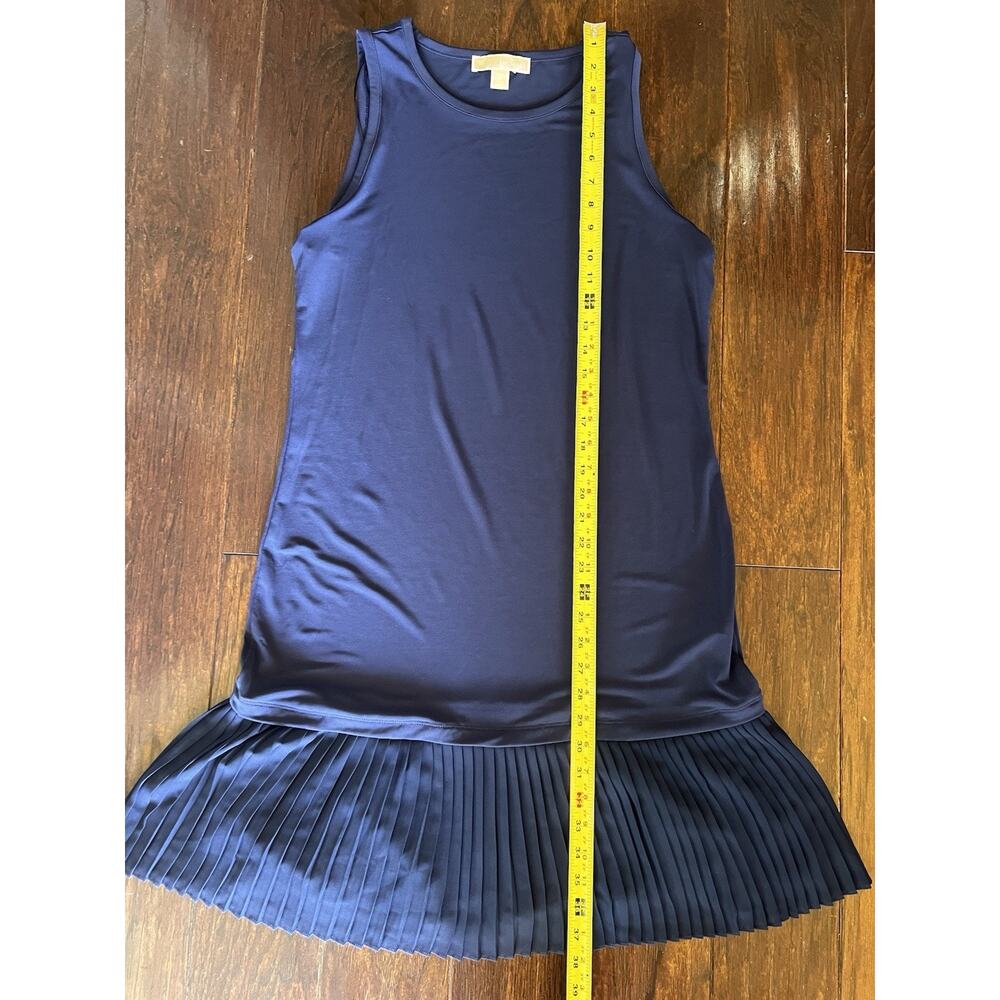 Michael Kors Dress Womens M Navy Blue Sleeveless Pleated Hem Tank Career - Picture 8 of 10